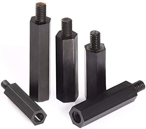Завртки 100 парчиња M2 црна најлонска распрскувач на машки женски пластични завртки за столб за матична плоча PCB M25/6/8/10/11/110/20+6 -