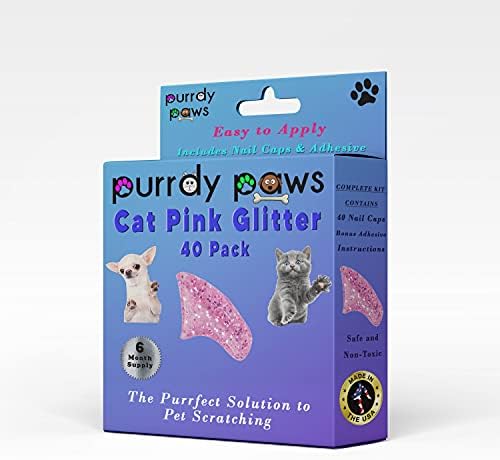 Пурди Шепи 6 Месечно Снабдување Меки Капачиња За Нокти За Мачки Розова Сјај Маче-Дополнителни Лепила