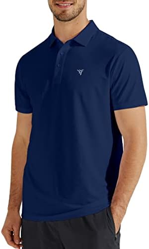 Yovvi голф кошули за мажи со краток ракав Брзо сув тенок фит печатење перформанси Влага маичка Поло кошула