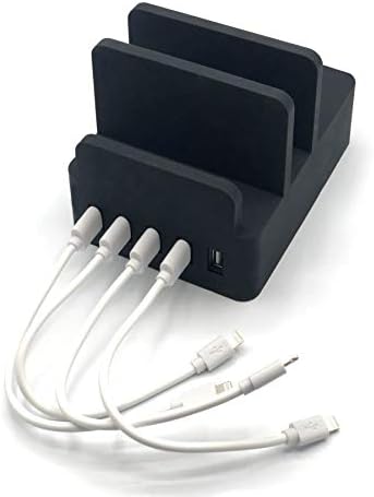 Power Hub Plus Станица за полнење - Наполнете до 7 уреди користејќи само еден wallиден излез | Црниот силикон нема да гребе уред
