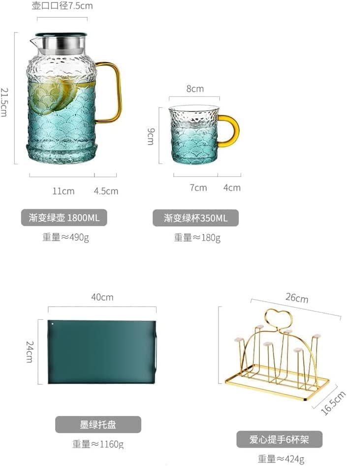 Современи чајници стакло ладно котел со голем капацитет чајник шише со вода поставено лето чаши за варена вода отпорна на висока температура