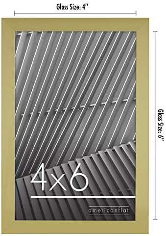 AmericanFlat 4x6 рамка за слика во злато - тенка гранична фото рамка со стакло отпорно на тресење - хоризонтални и вертикални формати за