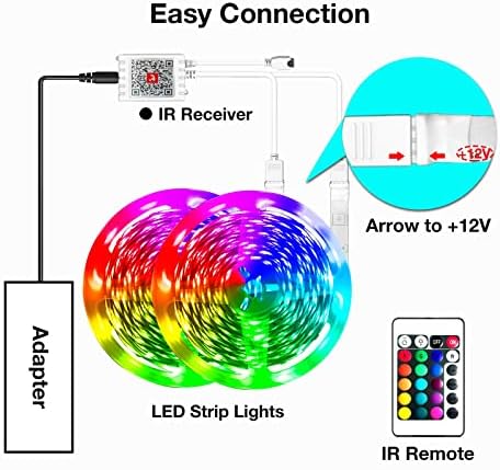 Хирион 100ft Паметни Led Ленти Светла За Спална Соба, Звук Активиран Промена На Бојата Со Alexa И Google, Музика Синхронизација RGB Led Светла