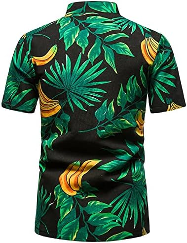 Машка кратка држава јака обична кошула Хавајска плажа со кратки ракави со цвеќиња со цвеќиња