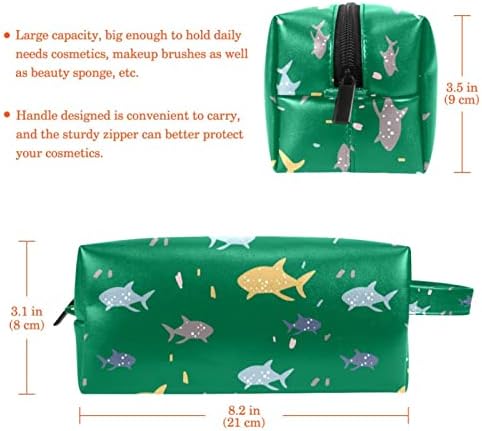 Тбуобт Козметички Кеси Чанти За Шминка За Жени, Мала Торбичка За Шминка Патни Торби, зелена цртана риба