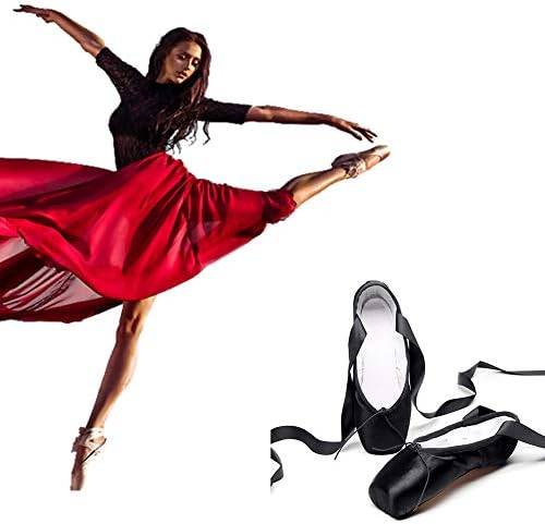 Dkzенски и девојки Dkzsyim Pink Balllet Pointe чевли со лента балетски танцувачки чевли за чевли за перформанси, модел zjbl