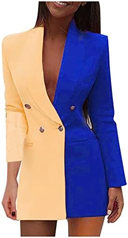 Foviguo Отворени предни празнични палта женски целосен ракав обичен палта работа полиестер удобно џеб удобен v врат