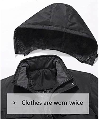 ADSSDQ Менс -бомбардерска јакна, Трендинг дома Зимски ров палто Мажи туниќ со долги ракави крзно, обложени удобни палта со качулка
