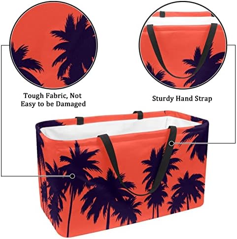 Кокос за еднократно шопинг кокосово дрво лето пејзаж преносен преклопен пикник намирници кеси за перење алишта за торба за купување
