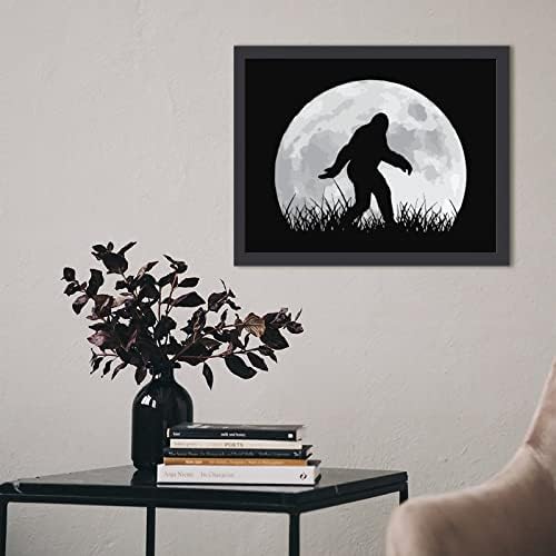 Смешна Bigfoot Sasquatch полна месечина дрвена слика рамка за уметнички дела фотографии слики wallид дисплеј за домашен декоративен