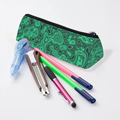 Триаголна торба со пенкало Триаголник Мал молив случај, зелена малахитска кристална уметност печатење, торбичка за молив, преносна