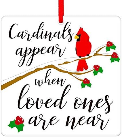 Меморијални Божиќни украси на Waahome 3 '' црвени кардинални украси за украси на новогодишни елки, кардинал се појавува кога најблиските се во