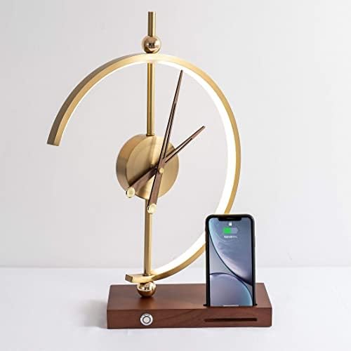 Nogy Clock Desk Lamp со безжичен полнач • Безжична ламба за полнач со аналоген часовник • Аналогна биро за часовникот LED ламба безжичен полнач