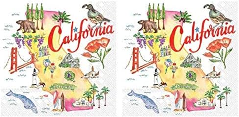Калифорнија Коктел Салфетки 3-слајд, 40 брои-За Барвер, Пијалаци Сервиси И Коктел Партија - Розана Бек-Калифорнија Државна Колекција