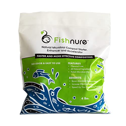 Fishnure 4 фунти Природен Жив Компост Стартер, Засилувач И Акцелератор - 1 Кеса За 1000 фунти Компост Со Комерцијална Бактериска Мешавина