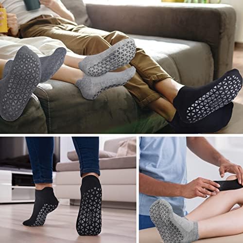 Не -лизгачки чорапи со јога со затегнувања за пилатес, балет, баре, боси, болнички анти -лизгачки чорапи за жени и мажи