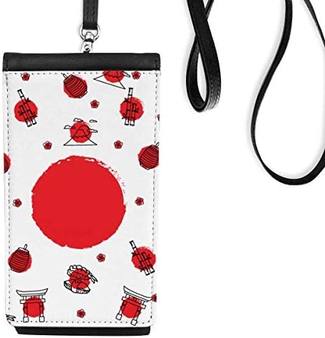 Јапонска култура Национално знаме Фенер телефонски паричник чанта што виси мобилна торбичка црн џеб