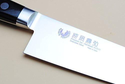 Yoshihiro Inox Aus-10 отпорен на дамки, кој е зацврстен нож за готвачи на gyuto)