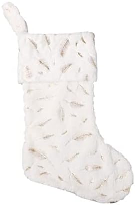 Дефлаб чорапи бели памучни Божиќни чорапи чорапи чорапи торби за подароци со висечки прстени украси за елки мантили, детски подароци Божиќни чорапи