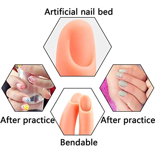 Вежбајте рака за акрилни нокти - 2 пакет за обука за уметност со нокти со рака со лажни нокти од ковчег од 100 парчиња - флексибилна подвижна