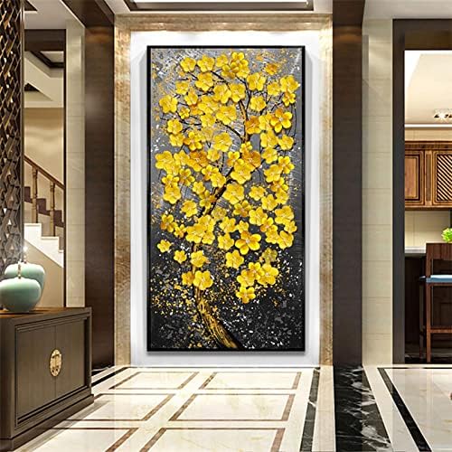 Интар DIY 5D комплети за сликање на дијаманти целосна вежба Златно дрво Кристал Везење Модерен декор за домашни уметности 47.2x23,6