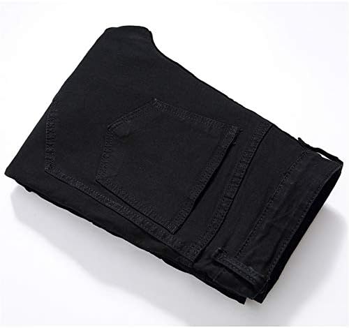 Машки тенок фармерки за машка „Ангонџивел“, искинаа потресени фармерки измиени велосипеди мото демини со панталони со патент џеб деко