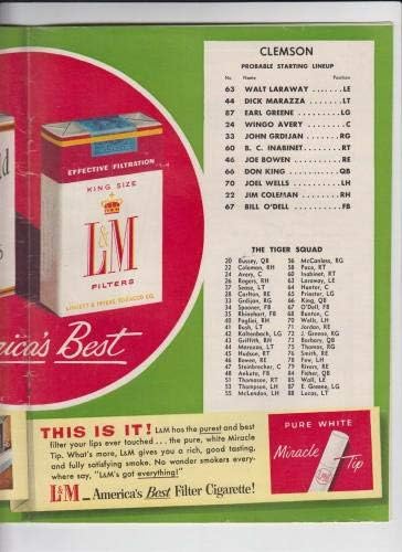 1955 Климсон Тигерс против Рајс Оулс Фудбалска програма 10/8 Chase Cover EX/MT 53340B31 - Програми за колеџ