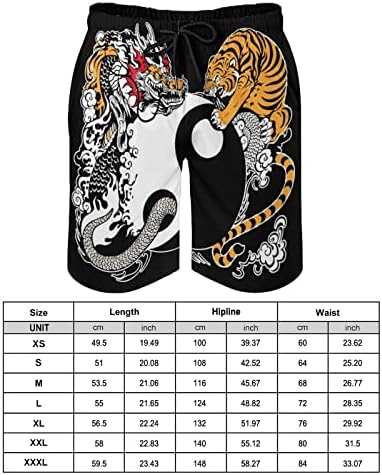 Јин јанг змеј и тигар машка пливање стебла Брзи суви шорцеви за пливање костум за капење на плажа за пливање шорцеви со џебови