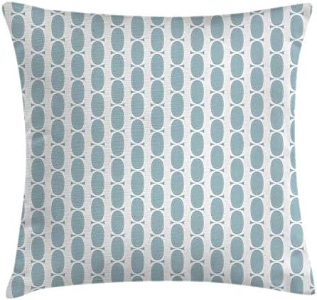 Ambesonne Blue Throw Pillow Pillow Cover, гроздобер 60 -тина дневна соба инспирирана кружен ланец како облици уметнички принт,