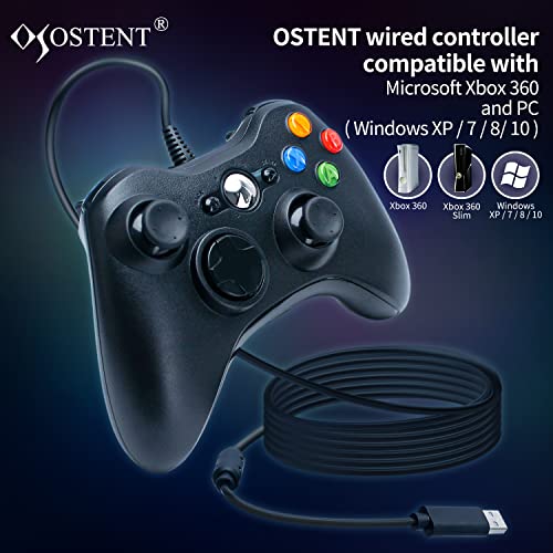 ОСТЕНТ Жичен Контролер Гејмпад За Мајкрософт Xbox 360 Конзола КОМПЈУТЕР Компјутер Видео Игра Боја Црна