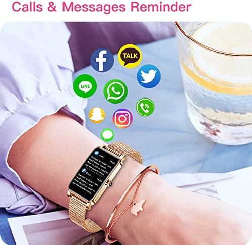 Паметен Часовник За Жени Компатибилен Со андроид iOS Телефони, Yihanxlh Стилски Дама Паметен Часовник Со Монитор На Отчукувањата На
