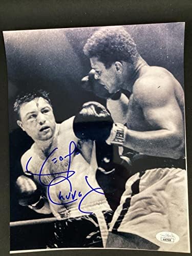 Georgeорџ Чувало потпиша Фото 8x10 боксерски автограм наспроти најголем Мухамед Али ЈСА - Автограмирани фотографии во боксот