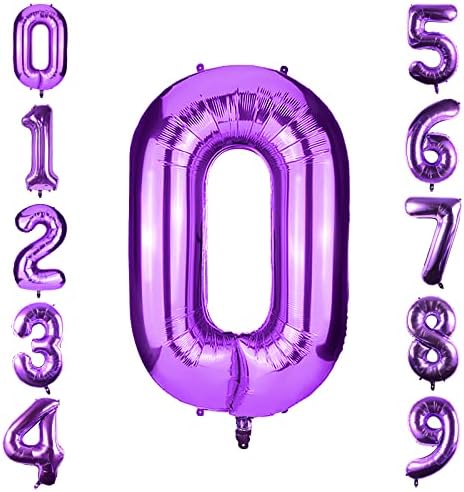 АЈЕКС 40 Инчен Виолетова Број Балони, Гигант Број Балон 2 Алуминиумска Фолија Балони Супер Голем Број Балони За Родендени Матурска Забава
