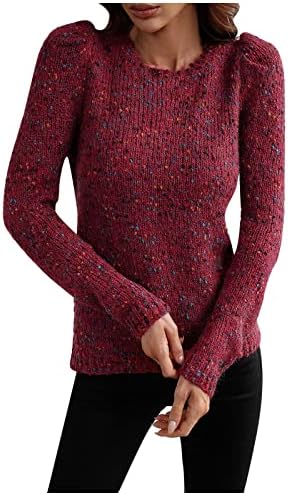 Женски џемпери пролет 2023 година тркалезна точка на вратот предиво плетен џемпер пулвер врат џемпер за хеланки