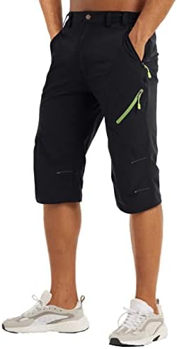 Машки за мажи во Бијлацесен 3/4 Капри Панталони со лесни суви шорцеви за пешачење со 4 џебови за џебови тренинг за обука на каприс
