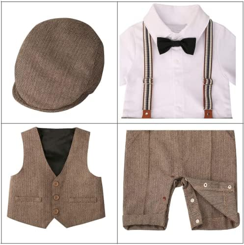 Сет на облеки за бебиња, долги ракави со долги ракави од 3 парчиња џентлмен и капаче од капут и беретки со лак