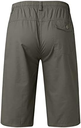 Мажите случајни цврсти летни средни половини еластични половини лабави карго шорцеви со мулти џебови тексас товарни панталони за мажи
