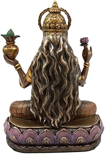 Еброс Хинду божица на богатството и просперитетот Лакшми седат на статуата на лотос престол