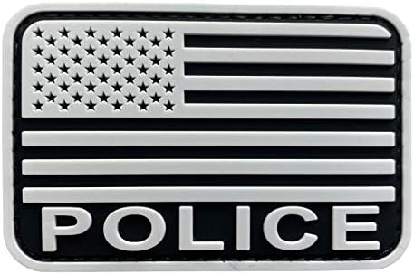 Полициско знаме на Уукен ПВЦ гума црно -бела 2х3 инчи со прицврстувач