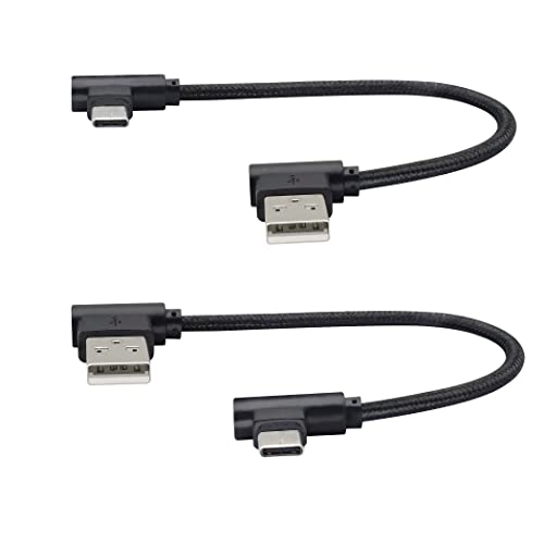 HCFENG Двоен лакт тип Ц кабел десен агол најлонски плетенка USB 2.0A до USB C кабел тип C 90 ° до USB A 90 ° лев лакт за брзо полнење