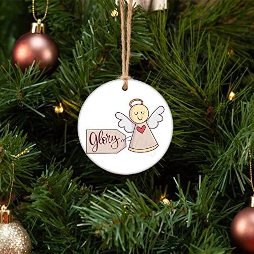 Тркалезен керамички украс за новогодишна елка, среќна 2022 година Божиќна топка Божиќ Декор за одмор, Среќен Божиќ 2021 година Санта ирваси сал