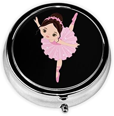 Мала балерина танцувачка девојка пилула, метална тркалезна пилула кутија, три кутии за пилули, лесен за носење