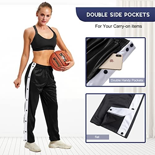 Athенски атлетски солзи фитнес панталони за пост -операција странично копче Кошарка за загревање на џемпери ленти со џебови