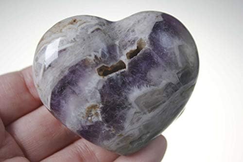 Crystal3165, уникатен аметист срце полиран природен виолетова кристал