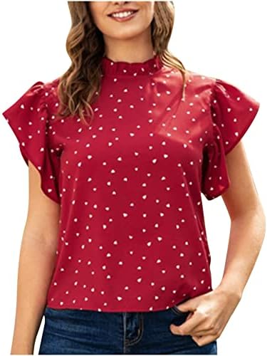 Жените Се Потсмеваат Вратот Блузи Возбуда Капа Ракав Лето Елегантен Печатење Работна Облека Блуза Врвот Кошули