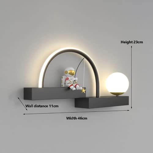 Rxpvuxe Детска соба креативна wallидна светлина бела предводена wallид sconce, 12W смола астронаут декор wallид монтирана ламба