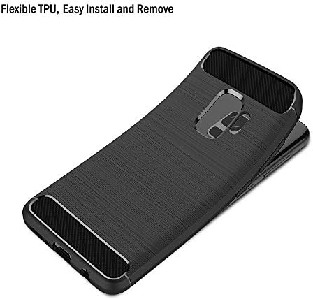 Мајџин случај за Samsung Galaxy S9 Soft Silicon четкан со капакот за заштита на дизајн на јаглеродни влакна од текстура