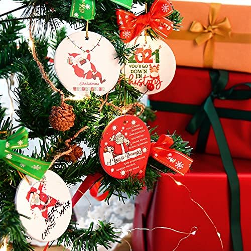 Декорации за новогодишни елка од 4 парчиња Божиќни украси 2021 Смешни подароци што висат украс 2021 за Божиќни дрвја