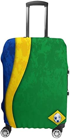 Фудбалска топка со бразилско Национално знаме за багаж за смешно патничко куфер заштитник за куќи за заштита на куферот