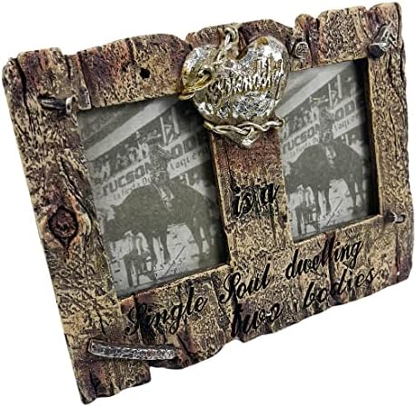 Urbalabs Western Rustic Wrint Wranding Single Soul Dwelling Cowboy Decor Double Double Pictures Frame 2.5 x 3,5 Рустикална земја подароци Фармахаус